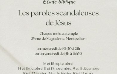 Etudes bibliques du centre-ville au temple de la rue de  Maguelone (2026-2027)